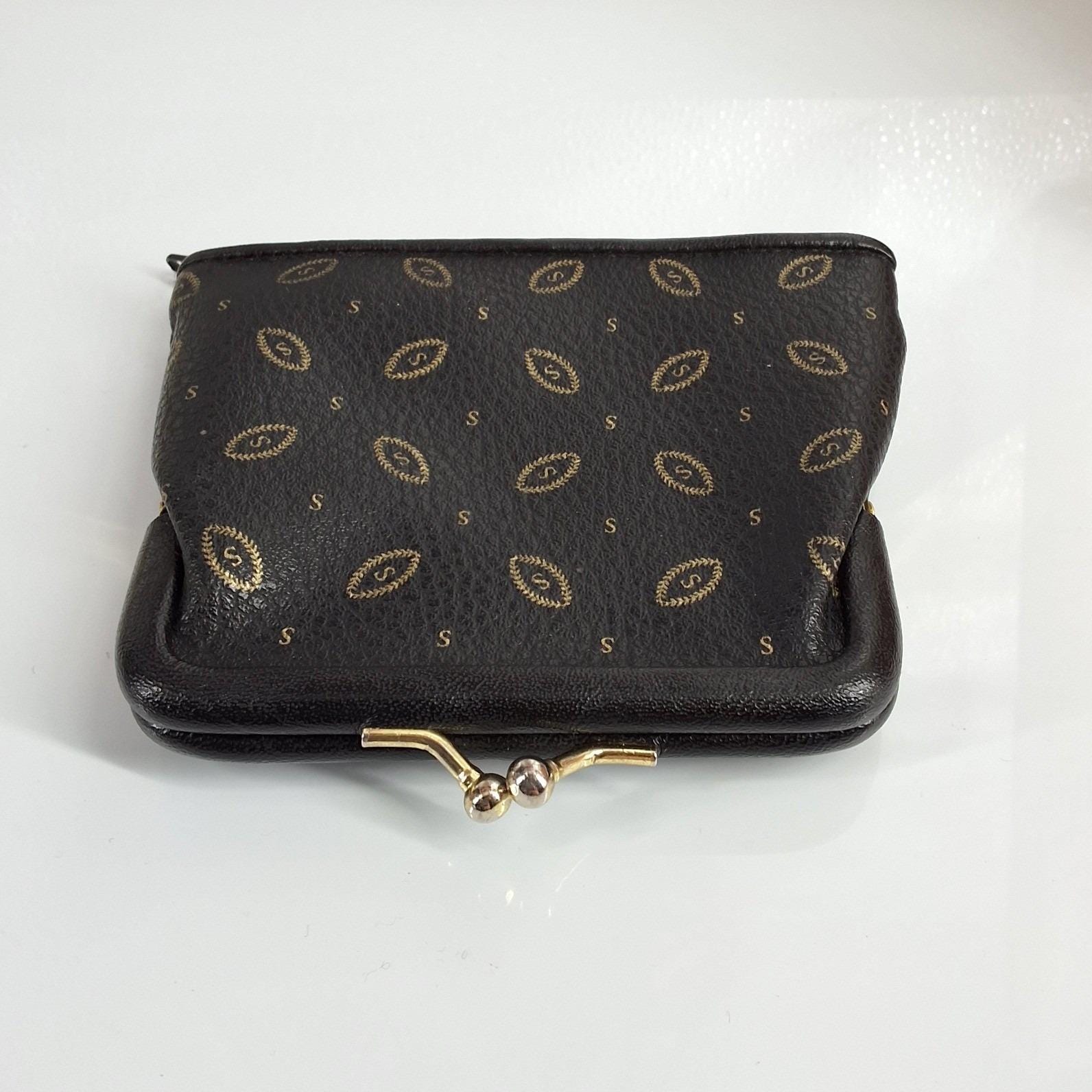 Vintage Black Monogram S Kiss Lock Coin Purse Key Pouch - View 3