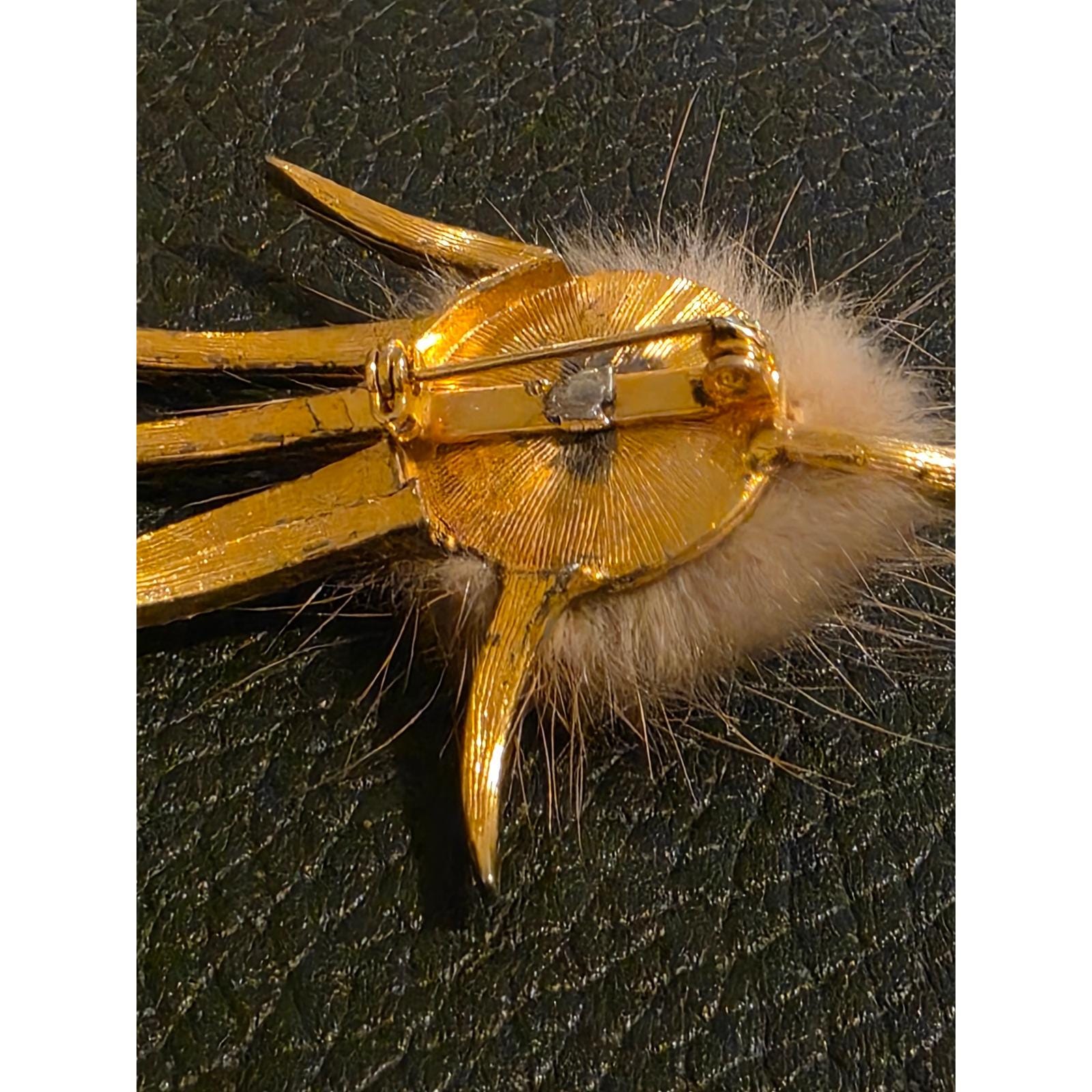 Vintage1960s Atomic Starburst Broch Mid Century Gold Tone Rhinestone Pin - View 6
