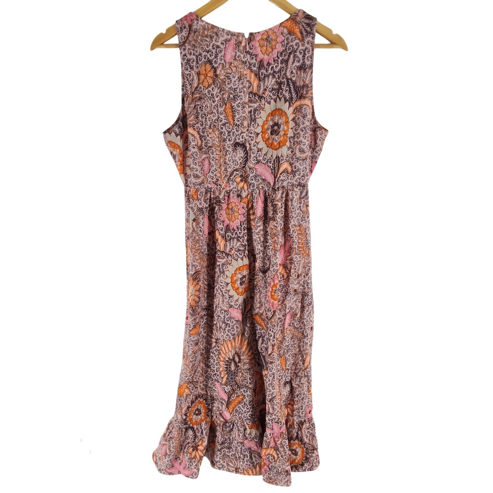Madewell Bali Blooms Lace Up Ruffle Hem Midi Dress Size 8 Cotton Blend AO273 - View 7