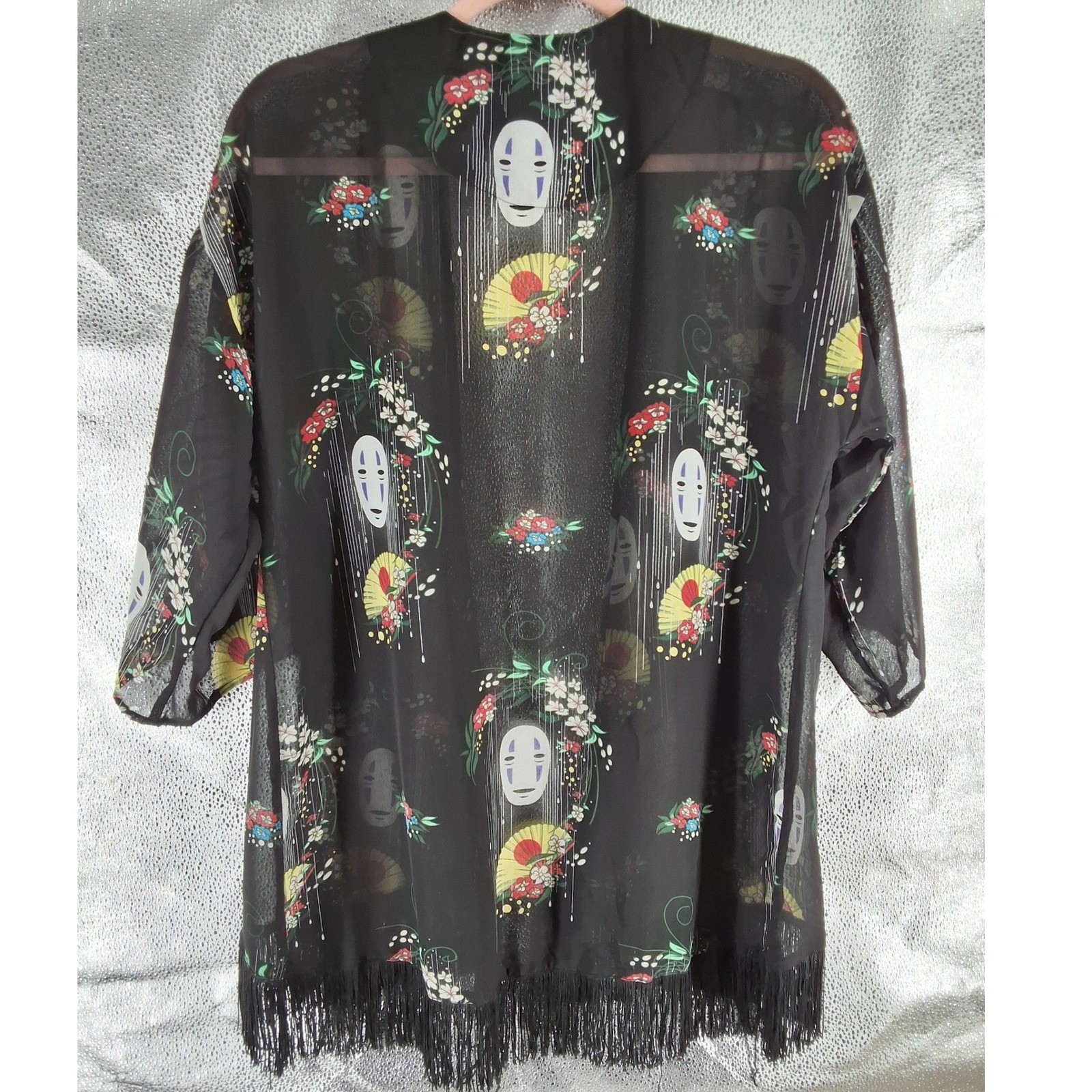 Her Universe Spirited Away No Face Kimono Cardigan Black Fringe Studio Ghibli S - View 3