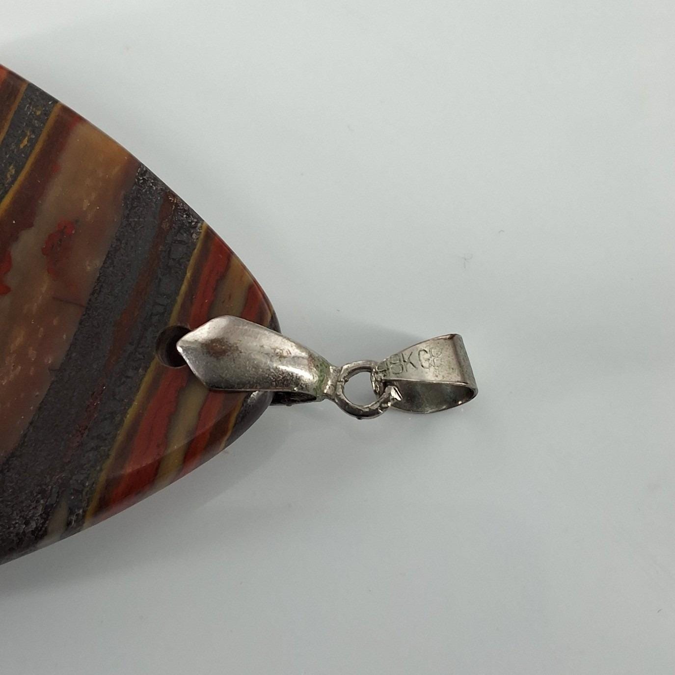 Natural Banded Iron Stone Jasper Hematite Triangular Pendant Boho - View 4