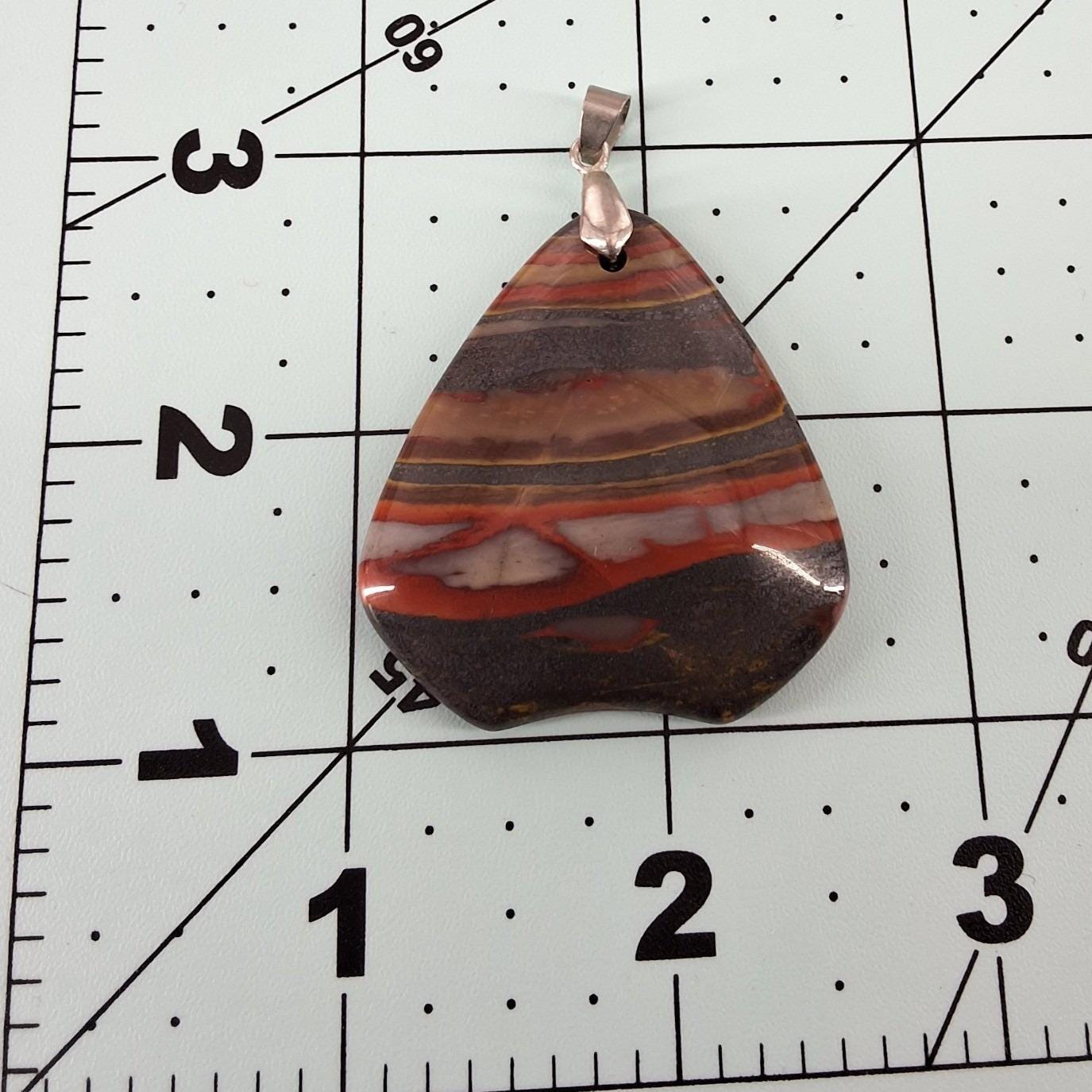 Natural Banded Iron Stone Jasper Hematite Triangular Pendant Boho - View 5