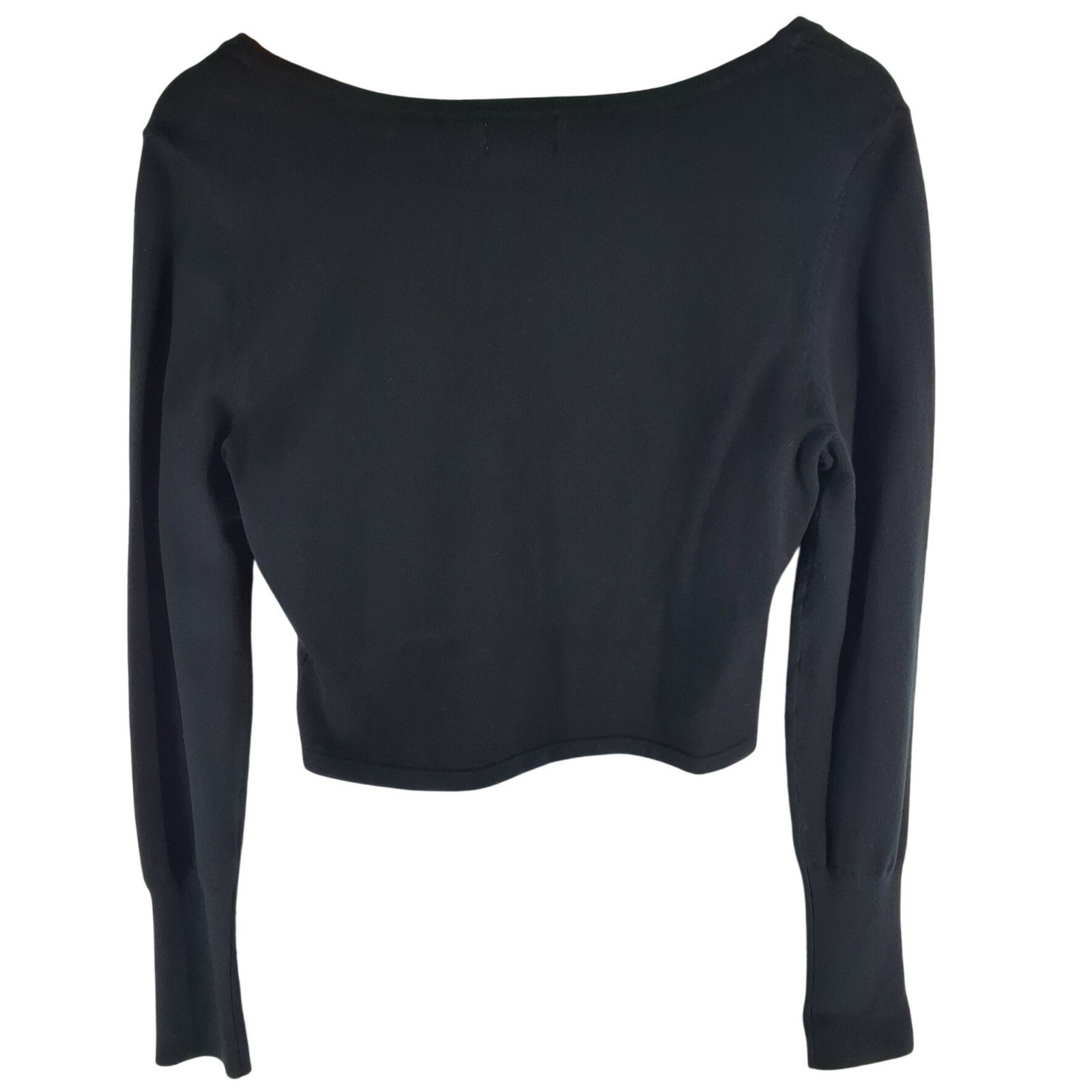 George Black Cropped Cardigan Rhinestone Medallion Bolero Shrug Sweater S