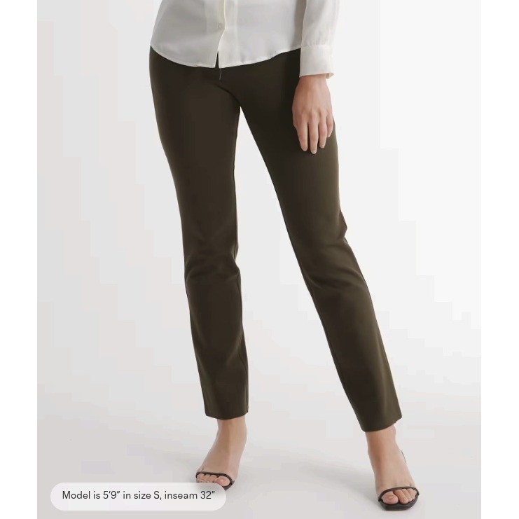 Quince Ultra-Stretch Ponte Straight Leg Pant Olive Medium NWT