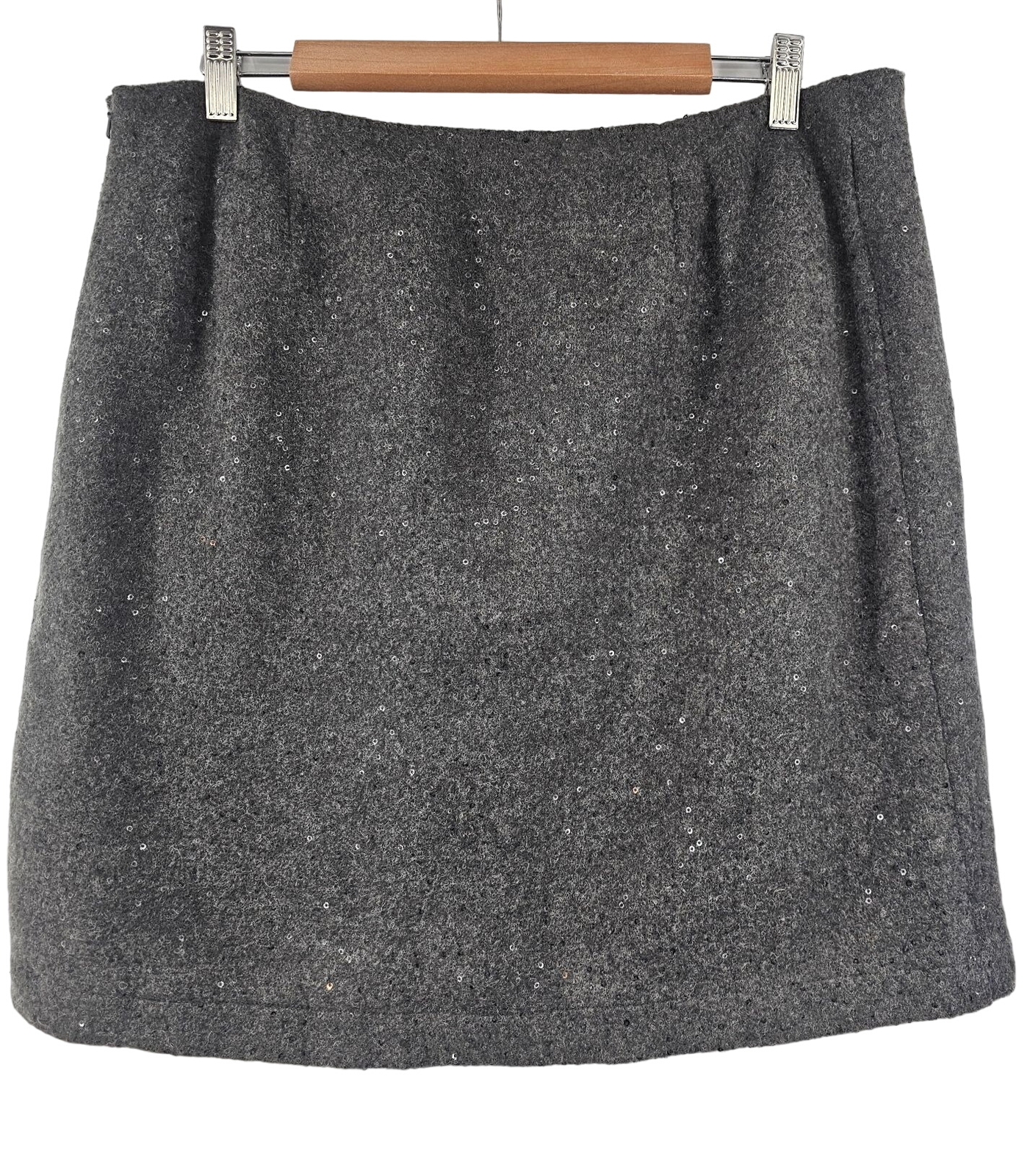 J.Jill Charcoal Sequin Wool Blend Mini Skirt 12 Petite NWOT