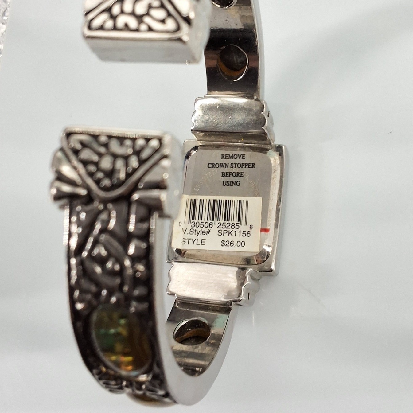 NWT Envision Studio Silver Filigree Abalone Cuff Watch MOP Dial SPK1156 - View 3