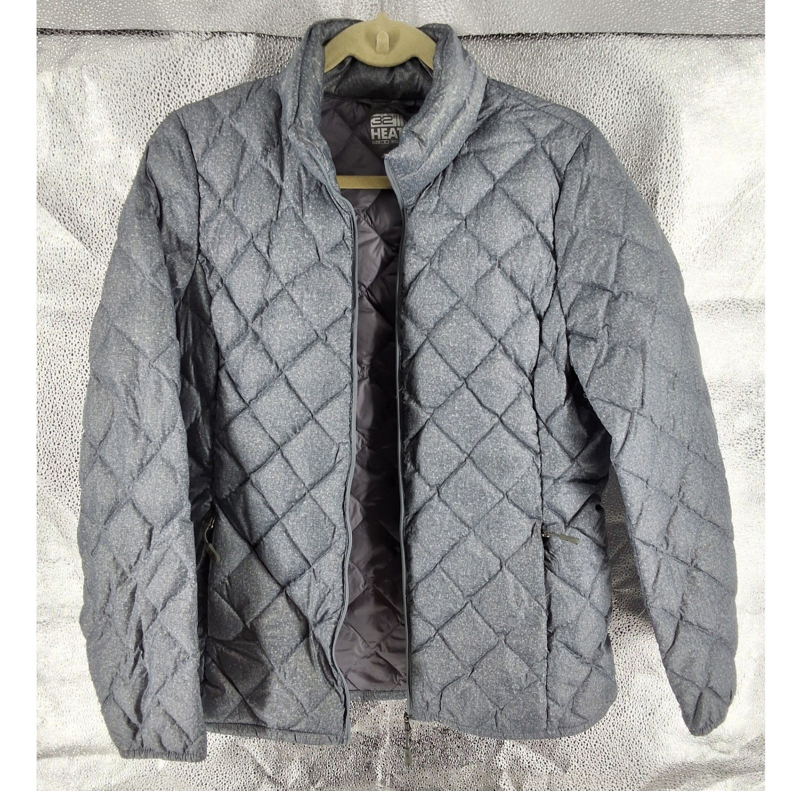 32 Degrees Heat Women Grey Quilted Down Puffer Jacket Space Dye Medium - View 7