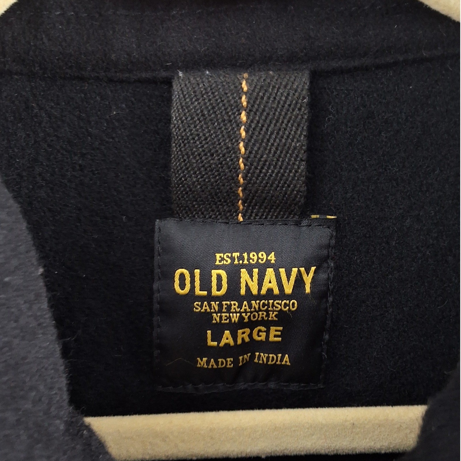 Old Navy Mens Large Black Wool Blend Full Zip Harrington Bomber Jacket - View 3