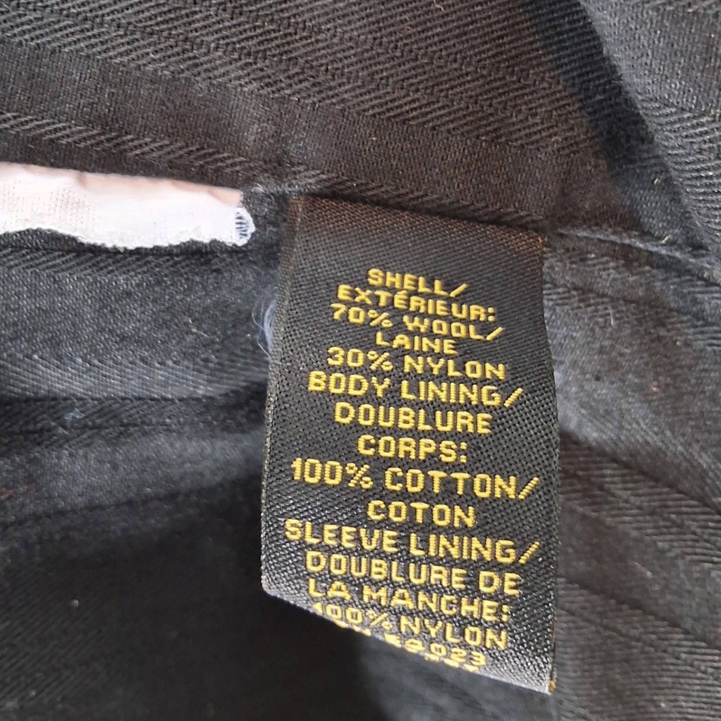 Old Navy Mens Large Black Wool Blend Full Zip Harrington Bomber Jacket - View 6