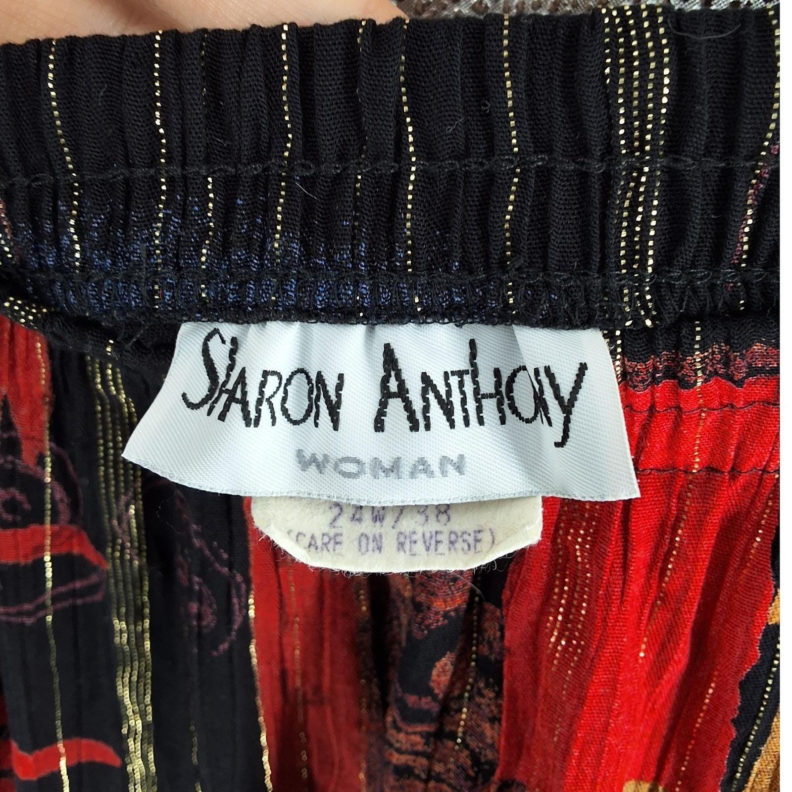 Sharon Anthony Woman 24W Vintage 3pc Skirt Set Abstract Gold Lurex Rayon USA - View 9