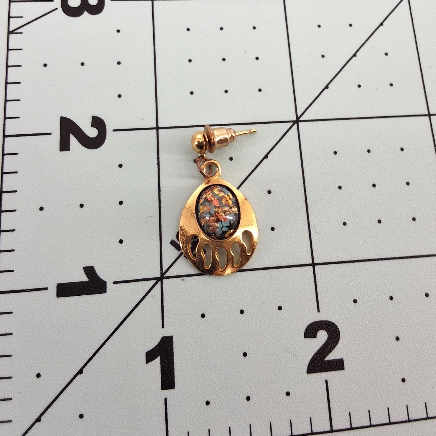 Vintage Bell Trading Post Bear Paw Rainbow Crush Inlay Post Earrings - View 3