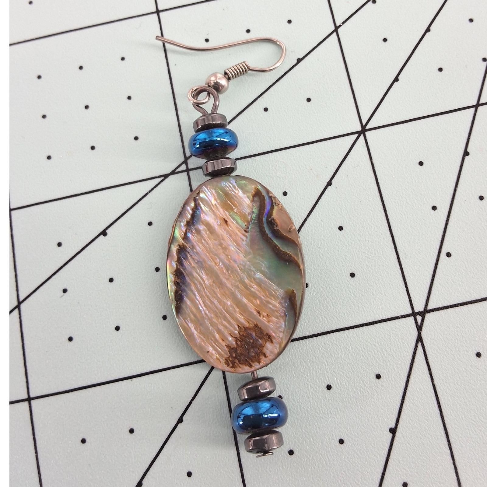 Handmade Abalone Paua Shell Wire Wrapped Dangle Earrings Boho - View 4