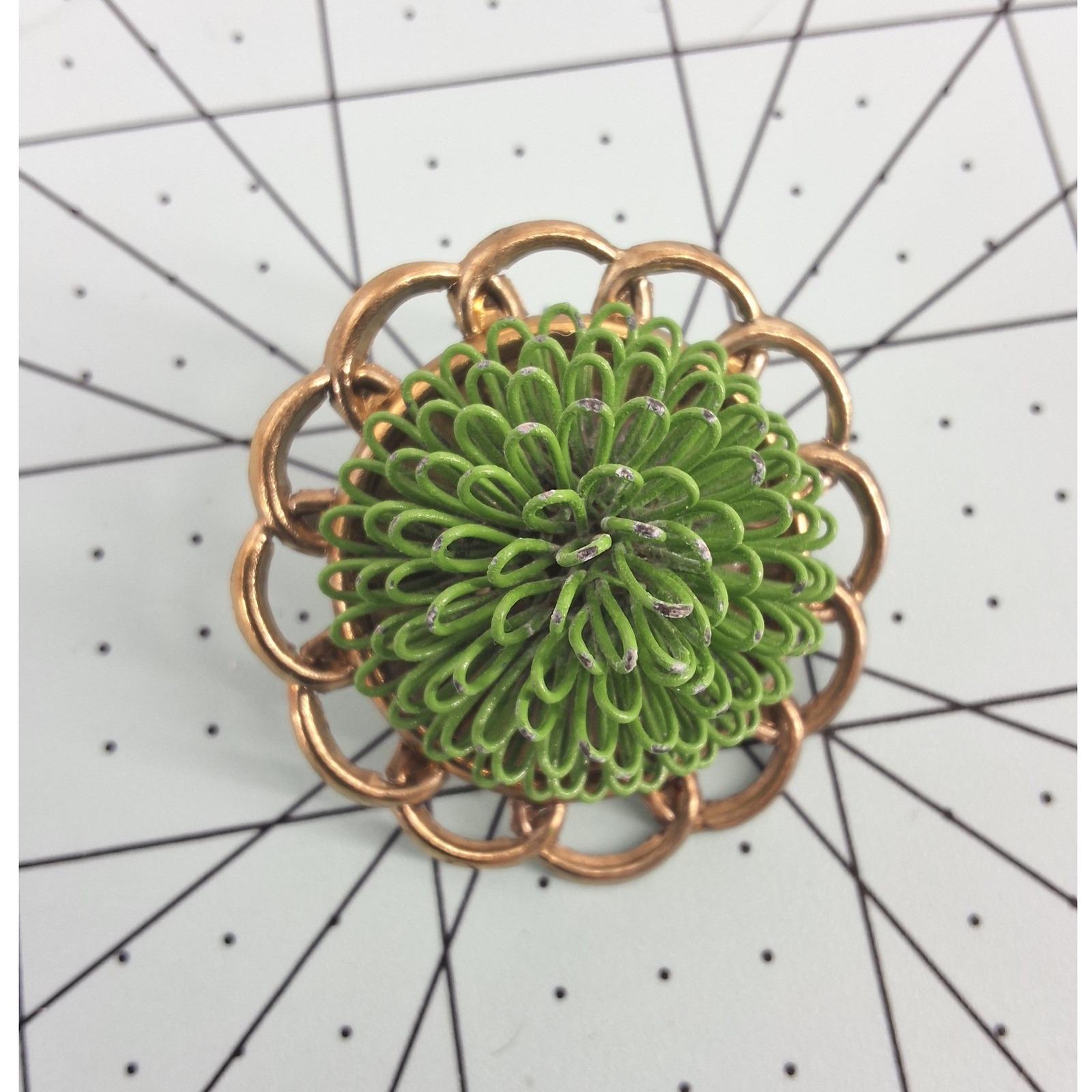 Retro Green Abstract Statement Earrings 1.5" - View 4