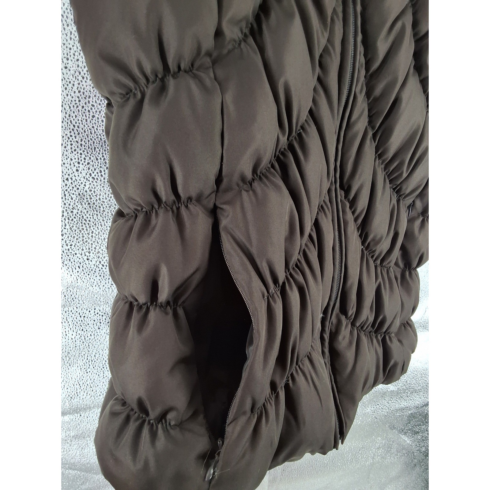 Nine West Separates Brown Chevron Quilted Down Puffer Vest Medium Stand Collar - View 4