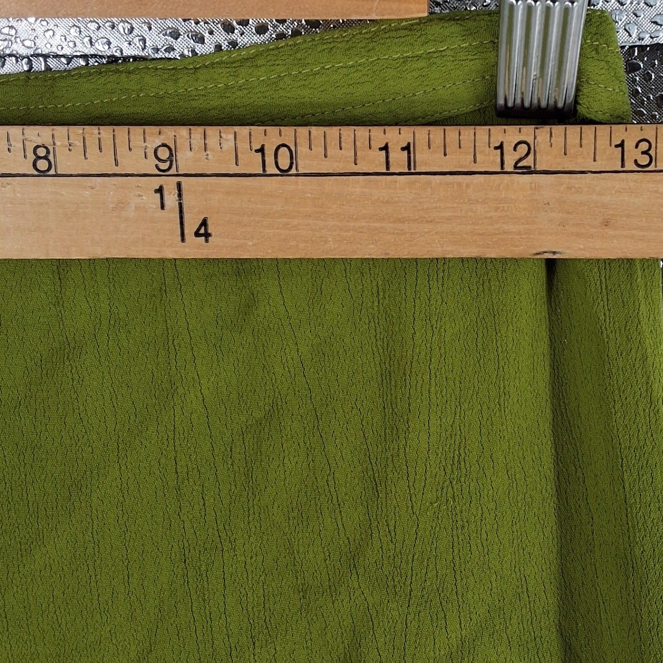 Nataya Green Rayon Maxi Skirt Beaded Mesh Trim Bohemian Vintage Style Size M - View 6