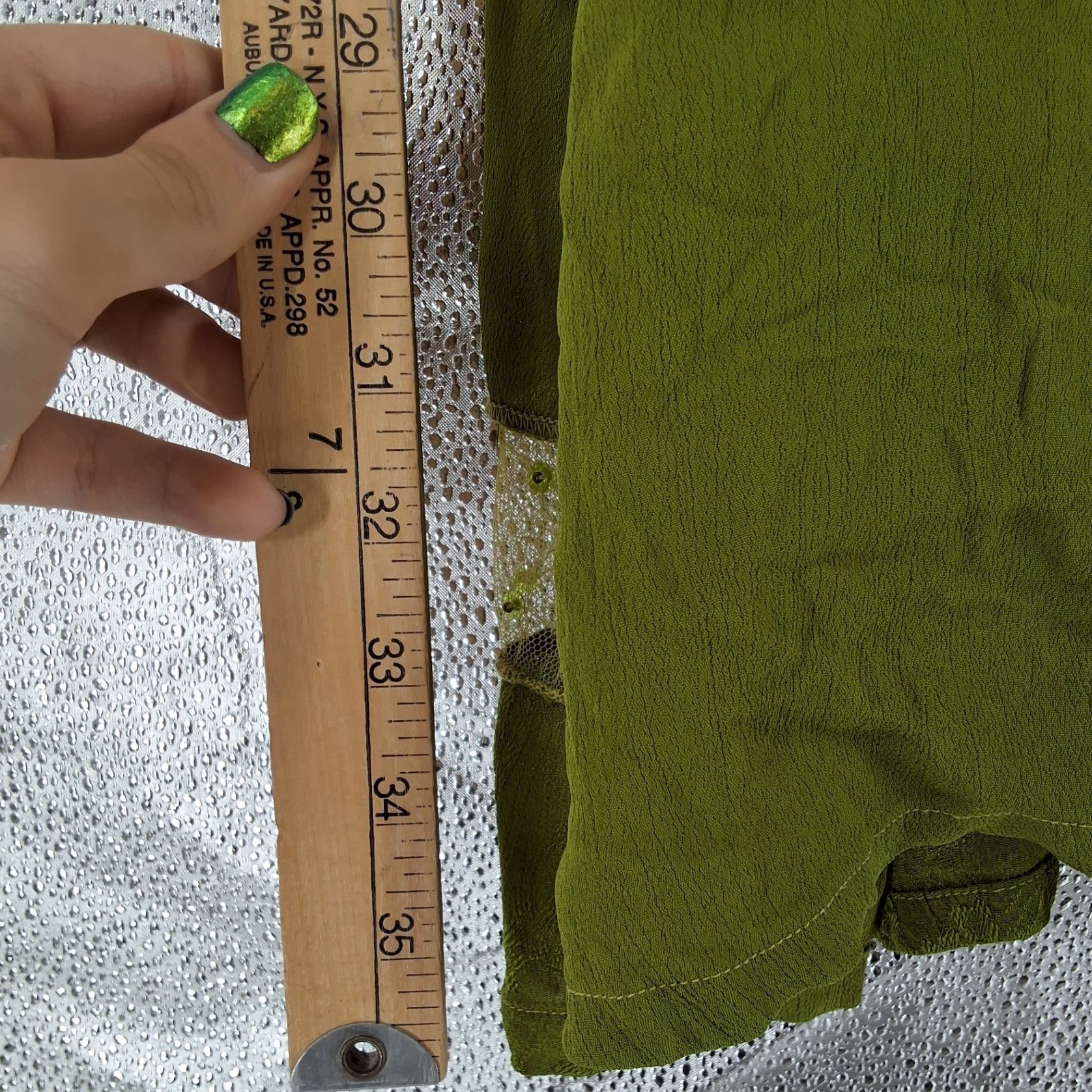 Nataya Green Rayon Maxi Skirt Beaded Mesh Trim Bohemian Vintage Style Size M - View 7