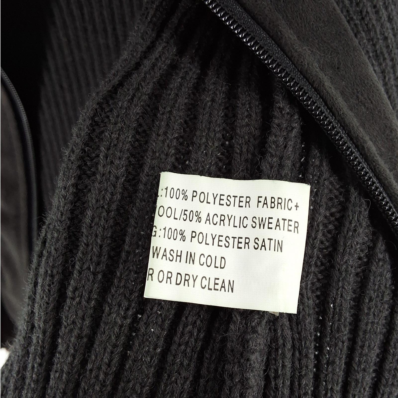 BH Leather Club Mens Black Ribbed Wool Blend Full Zip Sweater Jacket M - View 6