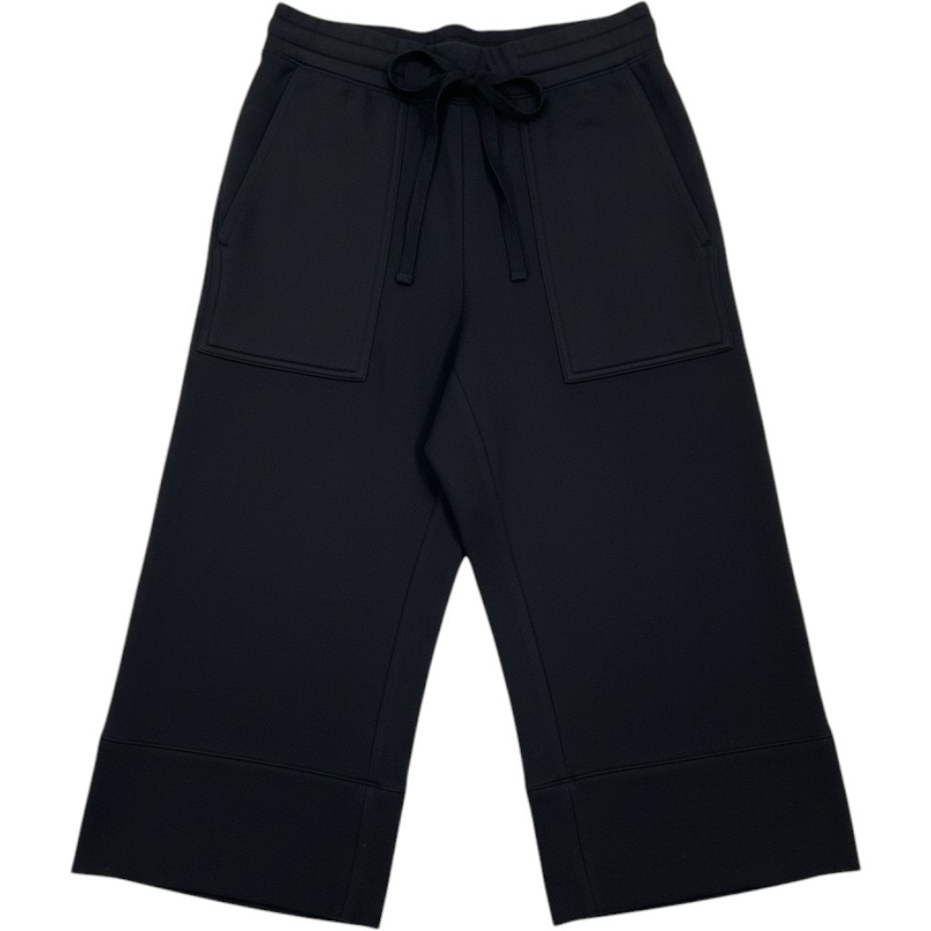 Quince Black SuperSoft Fleece Cropped Wide Leg Pants Small NWT