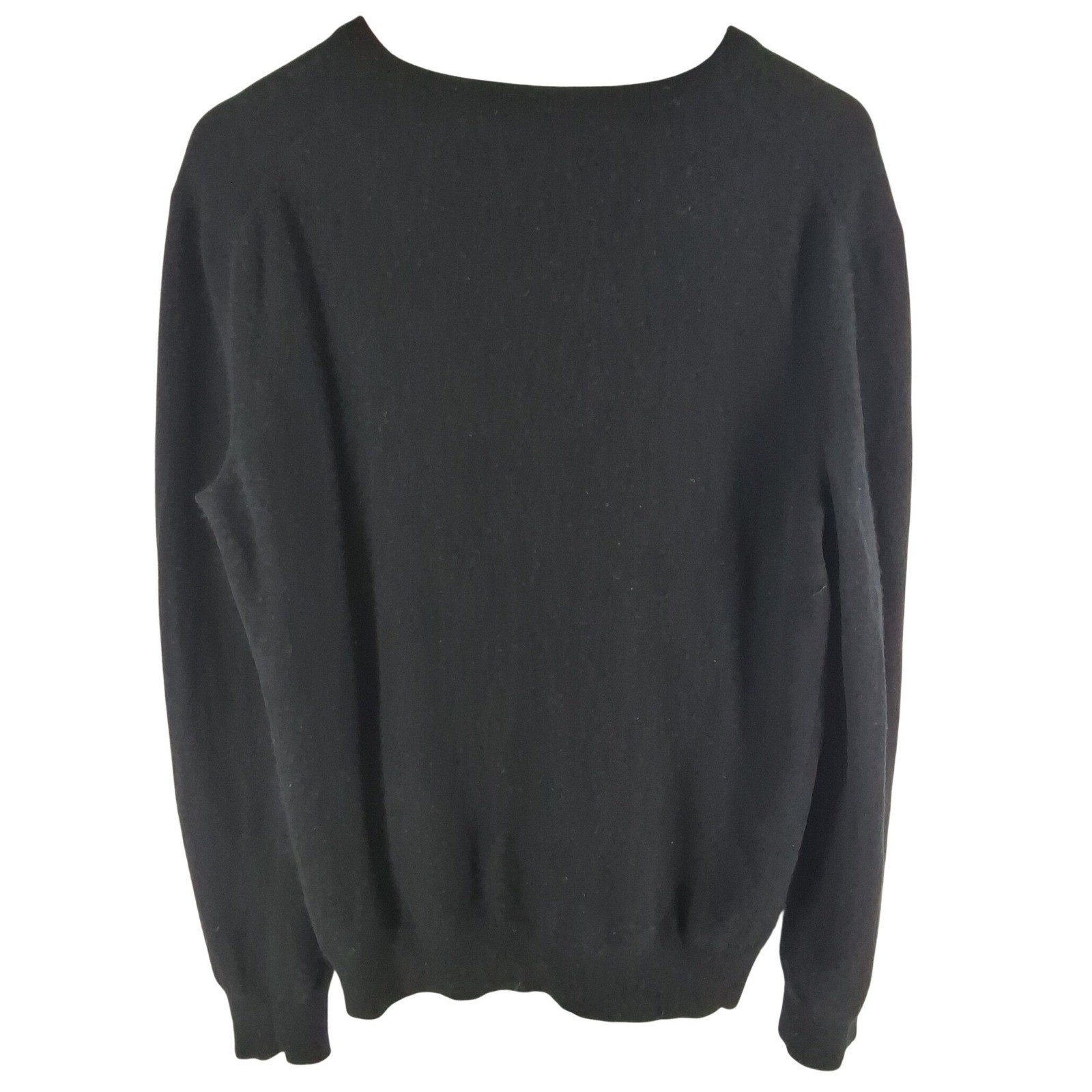 Studio 100% Italian Cashmere V-Neck Sweater Men Large Black Knit - View 4