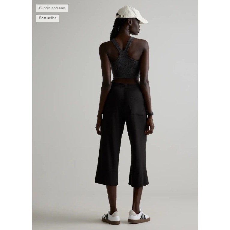 Quince Black SuperSoft Fleece Cropped Wide Leg Pants Small NWT - View 5