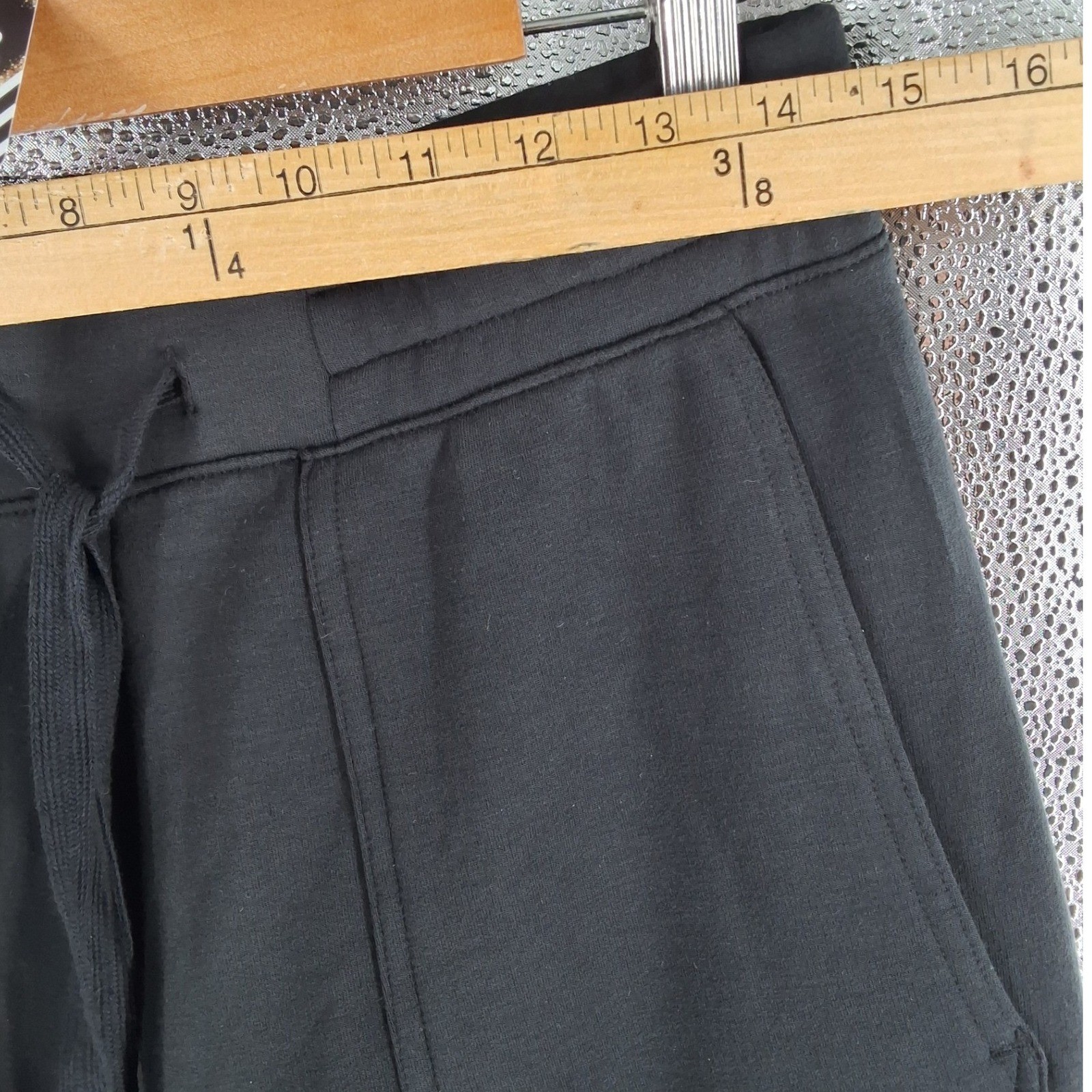 Quince Black SuperSoft Fleece Cropped Wide Leg Pants Small NWT - View 8