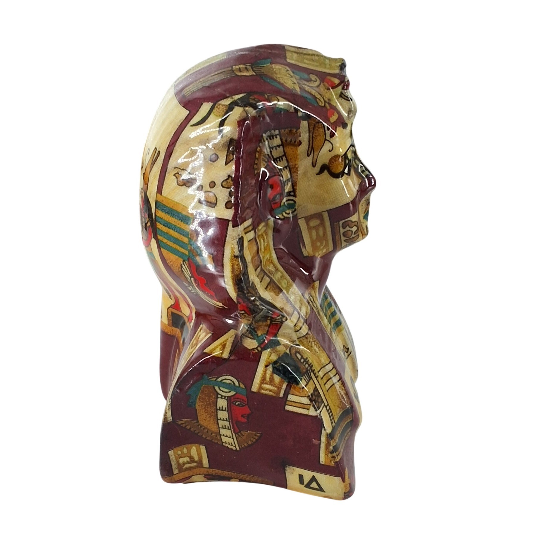 Egyptian Pharaoh King Tut Bust Figurine Hieroglyphic Decoupage Decor 4.5 Inch - View 4