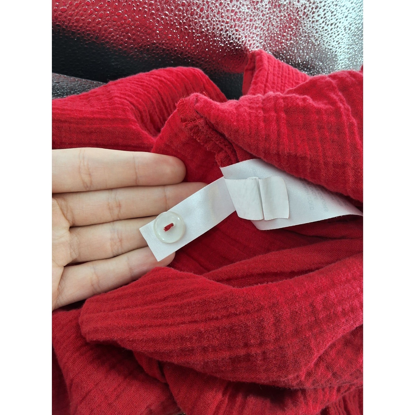 Quince Organic Cotton Gauze Smocked Wide Leg Jumpsuit Wild Cherry Red XL - View 9