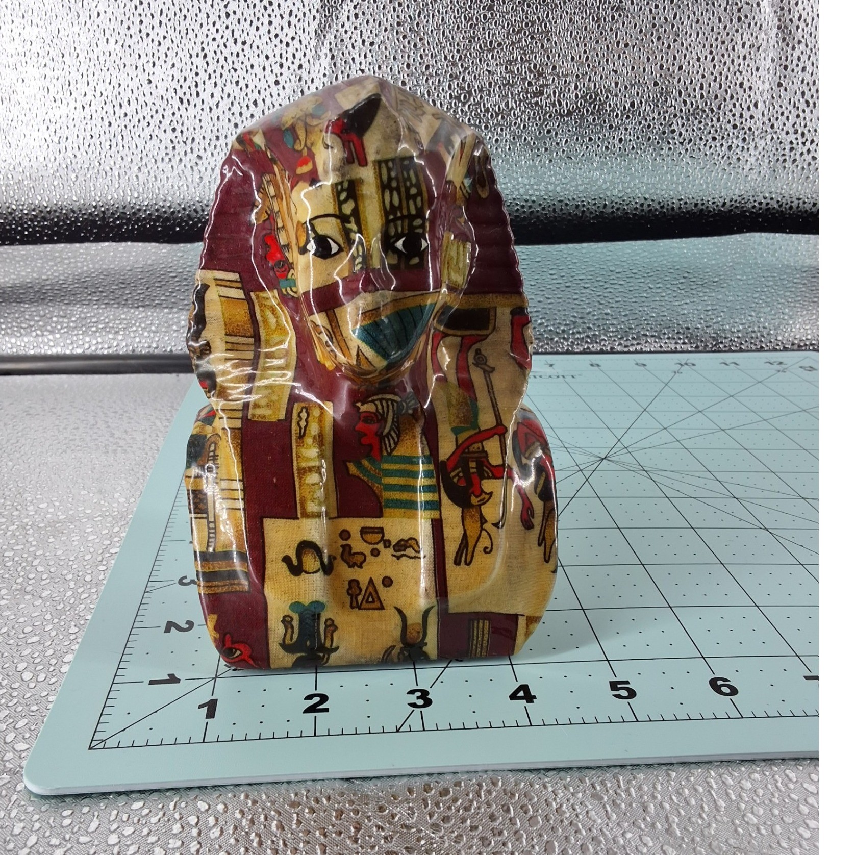 Egyptian Pharaoh King Tut Bust Figurine Hieroglyphic Decoupage Decor 4.5 Inch - View 6