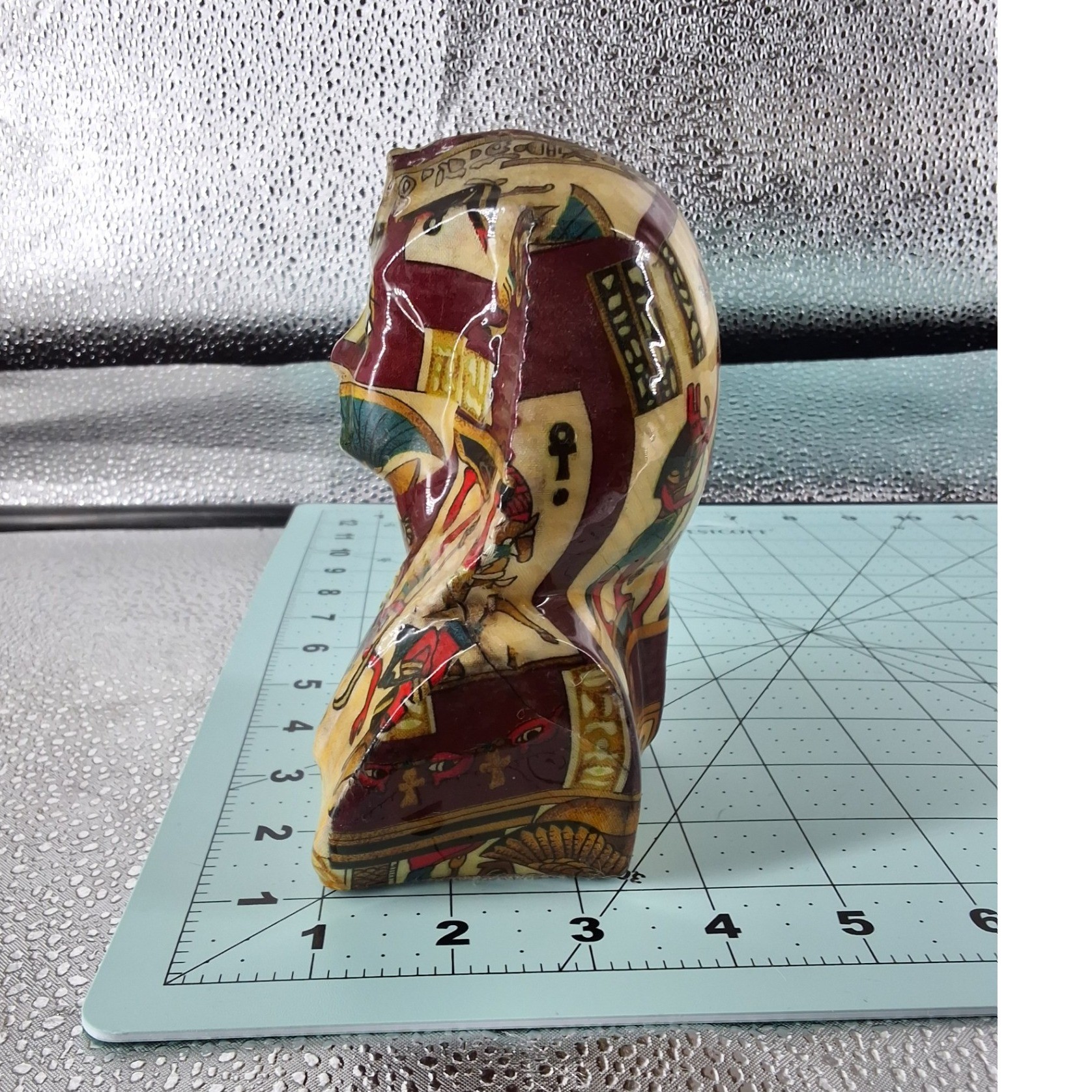 Egyptian Pharaoh King Tut Bust Figurine Hieroglyphic Decoupage Decor 4.5 Inch - View 7