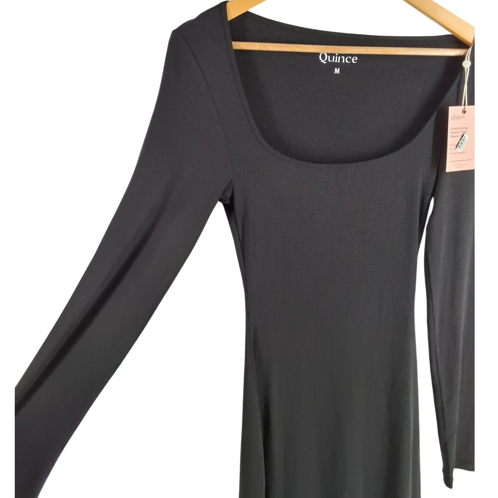 Quince Black Tencel Rib Knit Long Sleeve Maxi Dress M - View 4
