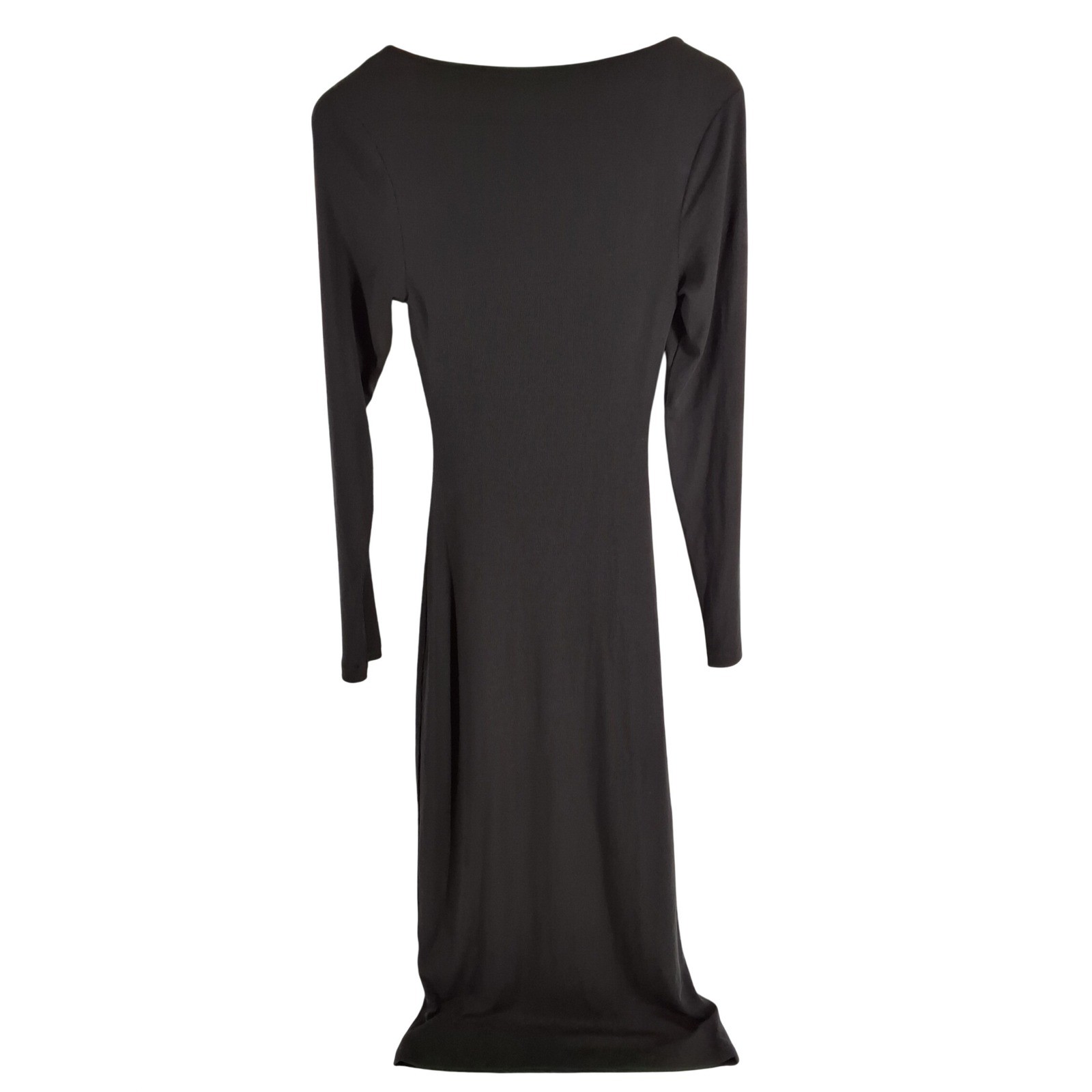 Quince Black Tencel Rib Knit Long Sleeve Maxi Dress M - View 5
