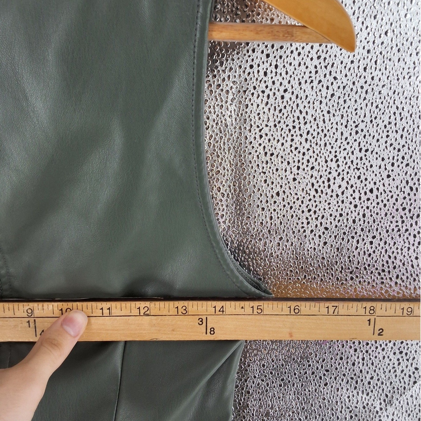 Kirious Olive Green Faux Leather Cropped Tank Top Back Zip Small - View 5