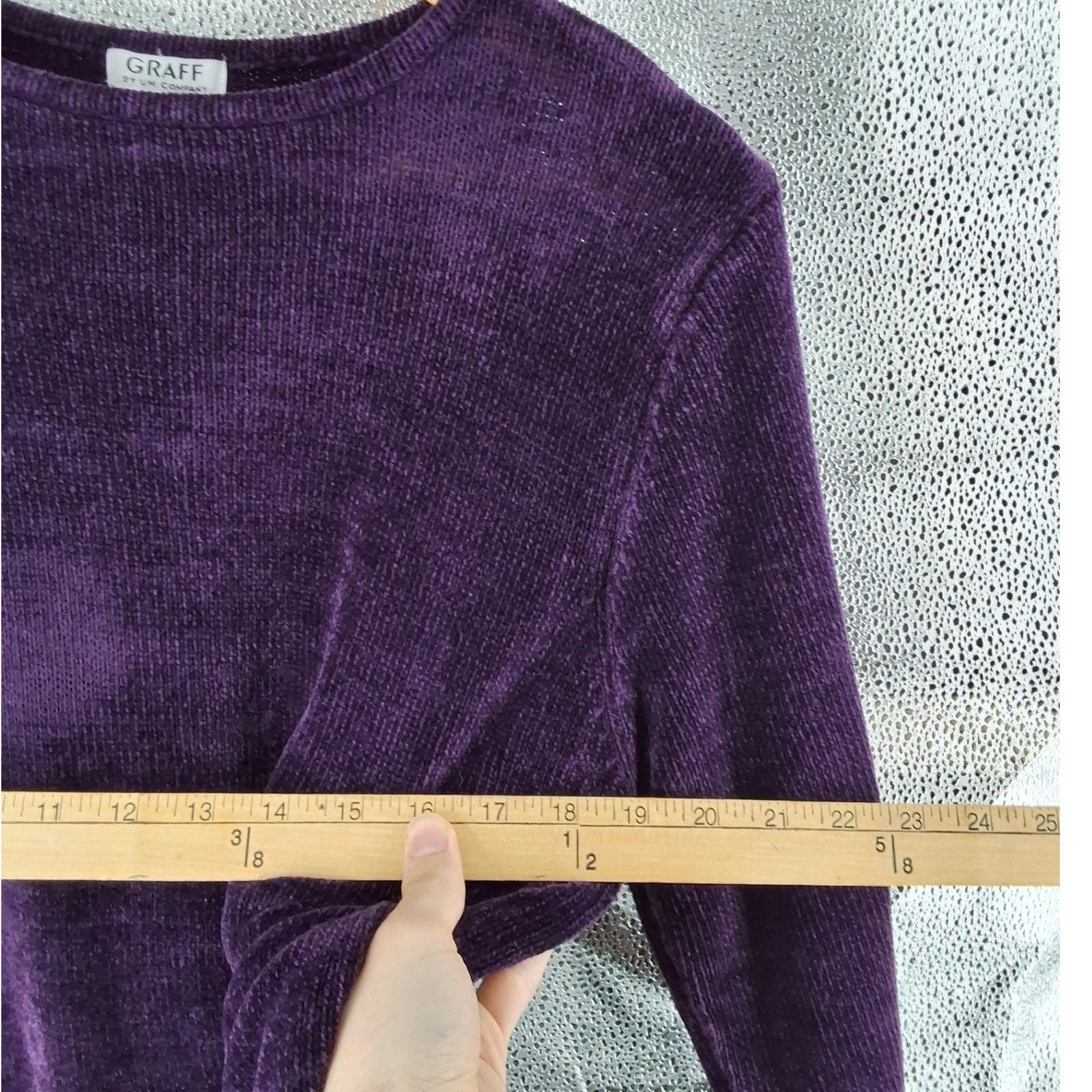 Graff by UM Company Purple Chenille Sweater Women's M 3/4 Sleeve - View 3