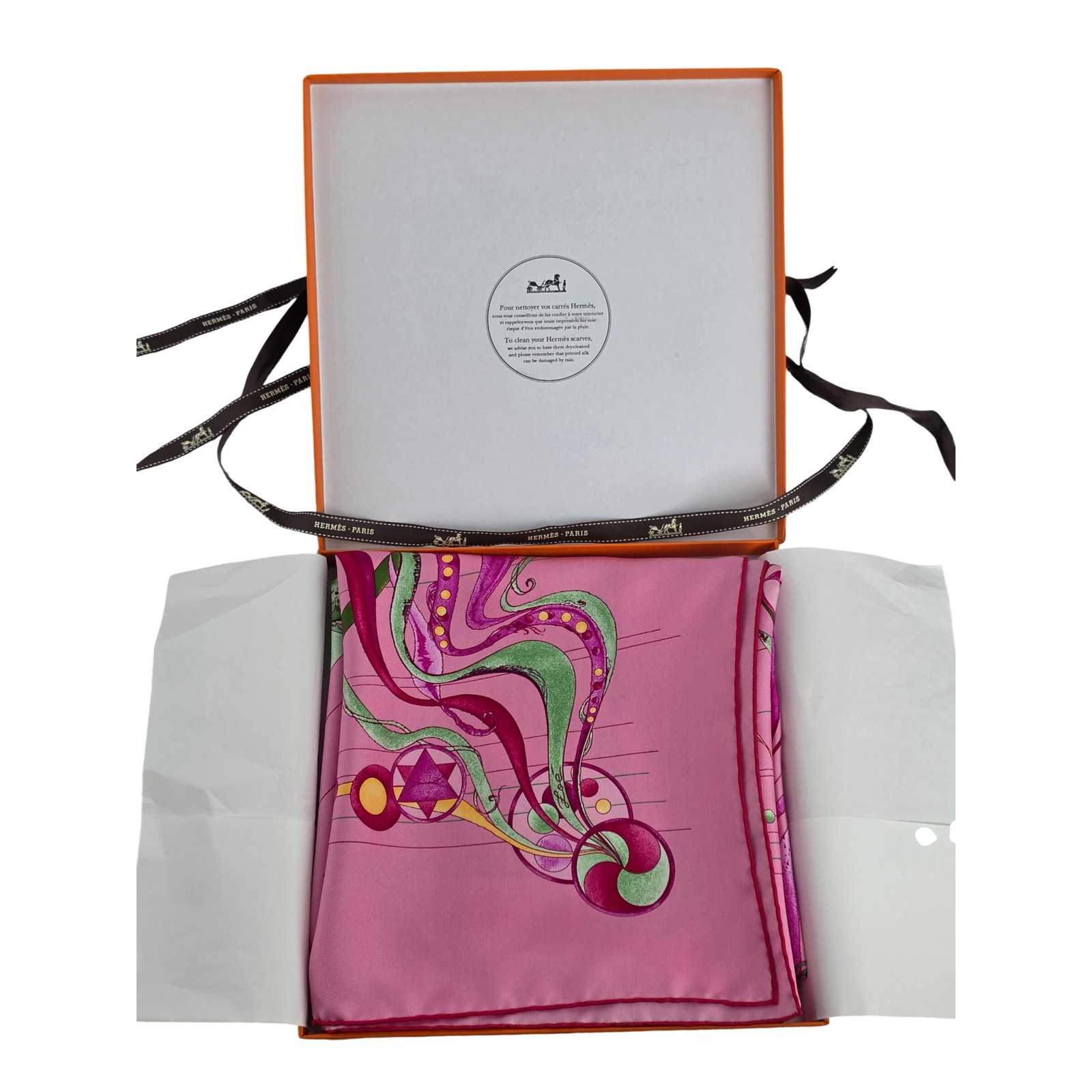 Hermes La Danse du Cosmos Silk Scarf Pink Zoe Pauwels Made in France with Box
