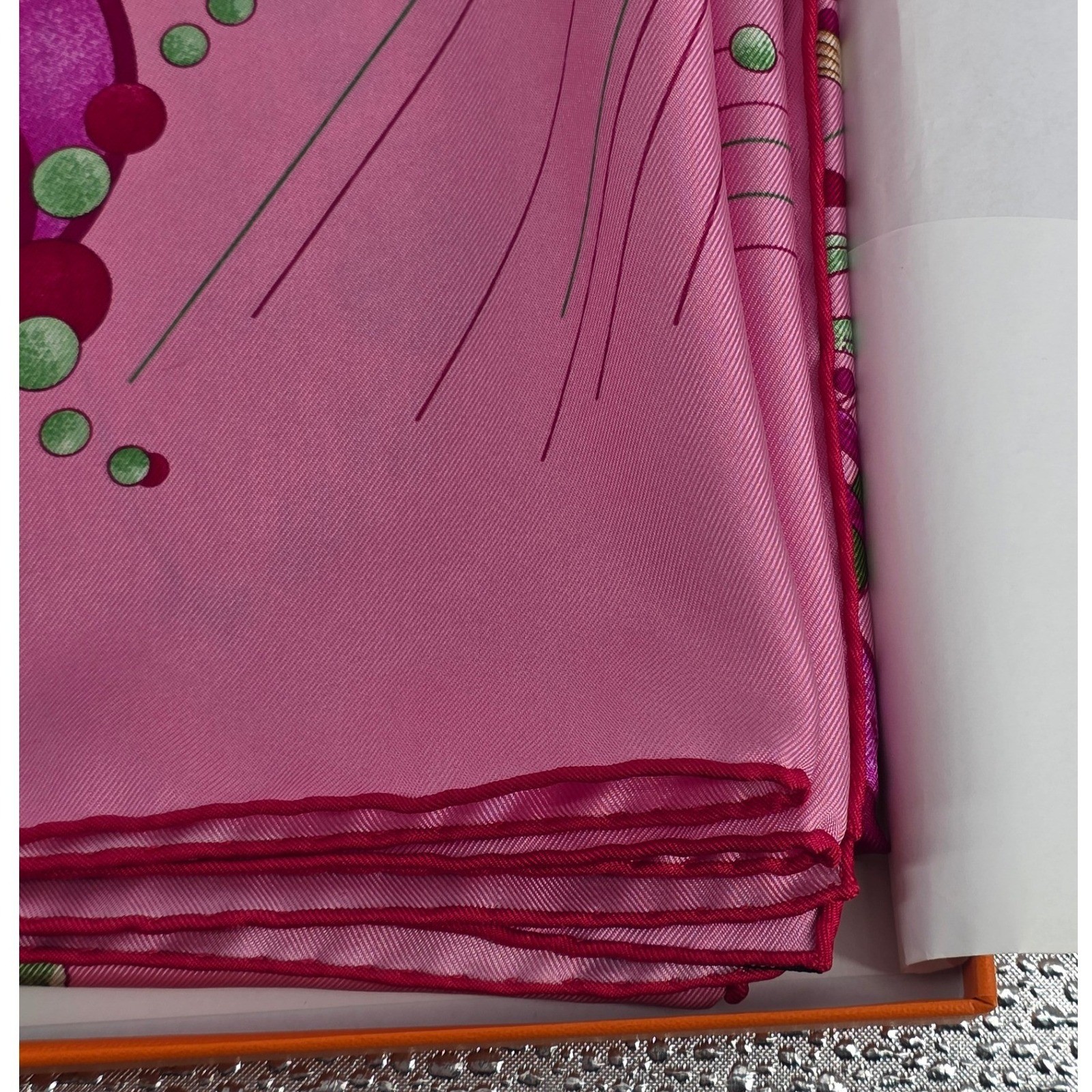 Hermes La Danse du Cosmos Silk Scarf Pink Zoe Pauwels Made in France with Box - View 11