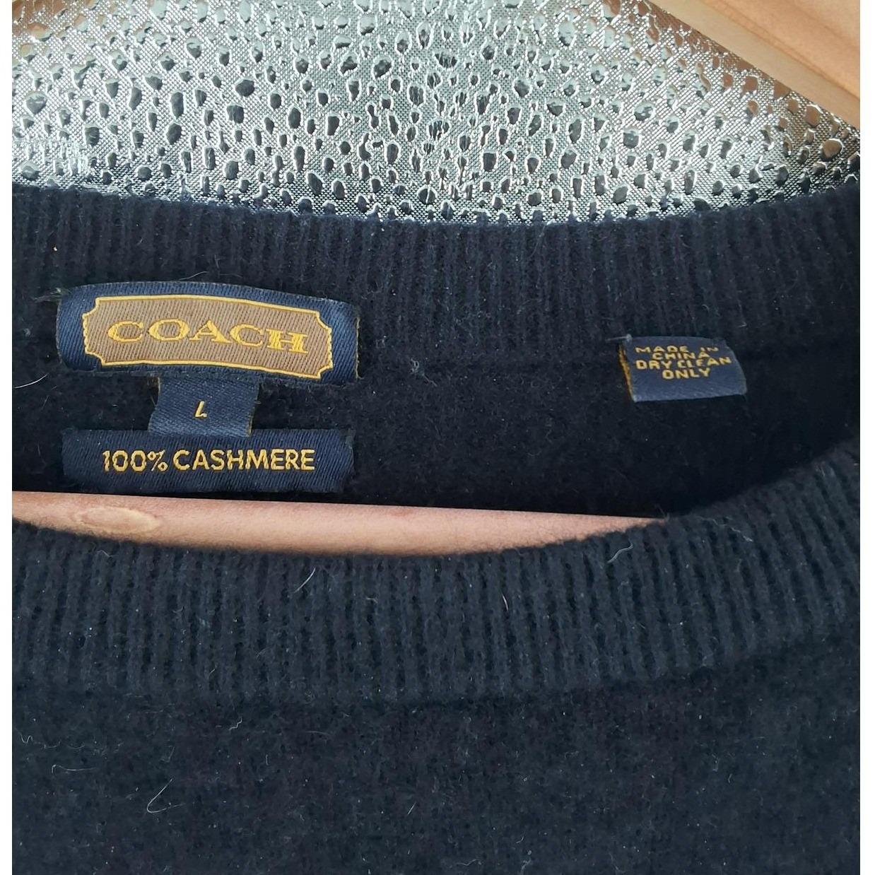 Vintage Coach 100% Cashmere Crewneck Sweater Black Size Large
