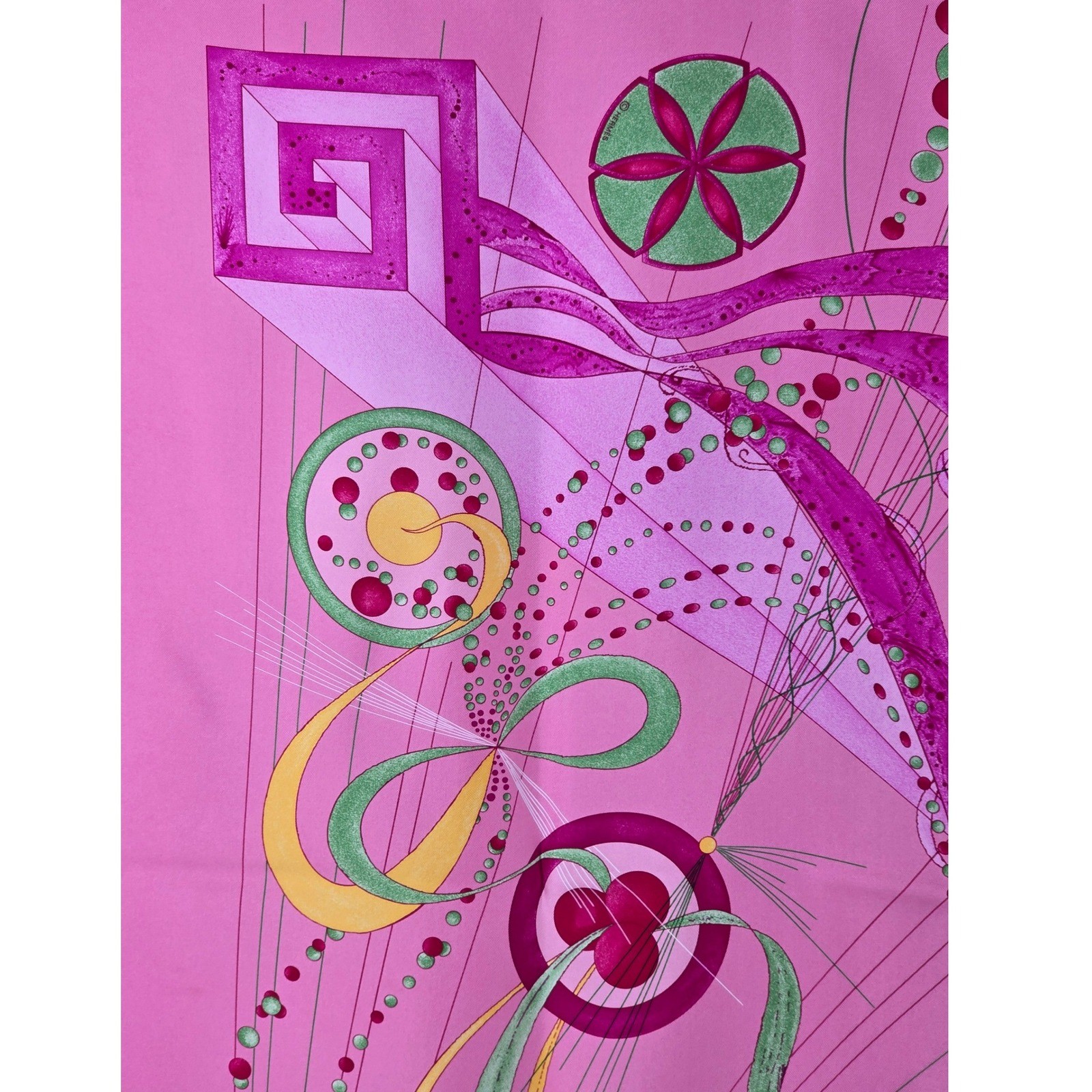 Hermes La Danse du Cosmos Silk Scarf Pink Zoe Pauwels Made in France with Box - View 22