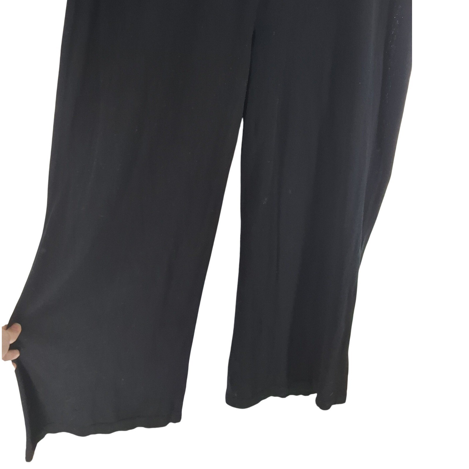 Peruvian Connection Reade Street Pants XL Black Wide Leg 100% Pima Cotton Knit - View 6