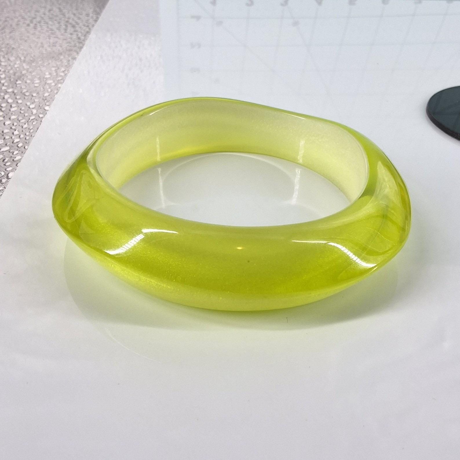 Neon Translucent Resin Bangle Bracelet Chunky Round Statement Jewelry - View 3