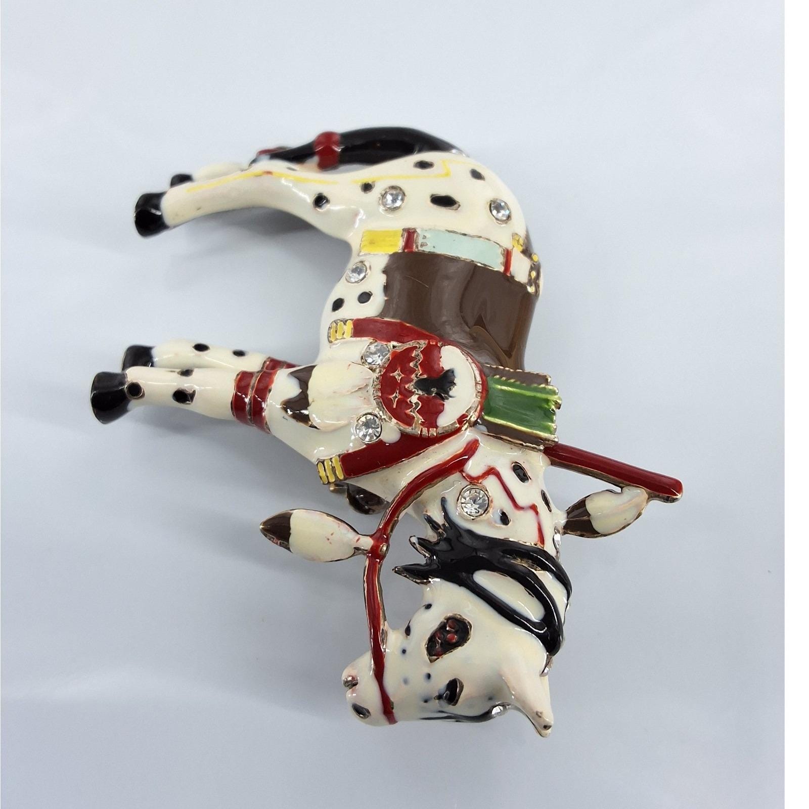 TOPP Trail of Painted Ponies War Pony Vintage Enamel Horse Brooch Pendant Pin - View 3