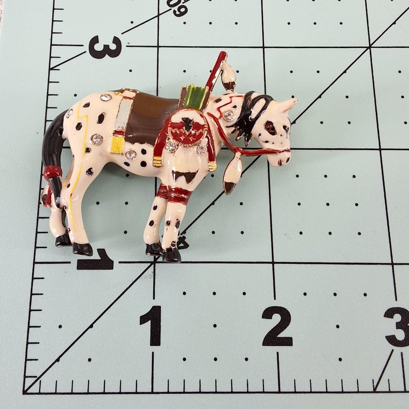 TOPP Trail of Painted Ponies War Pony Vintage Enamel Horse Brooch Pendant Pin - View 7