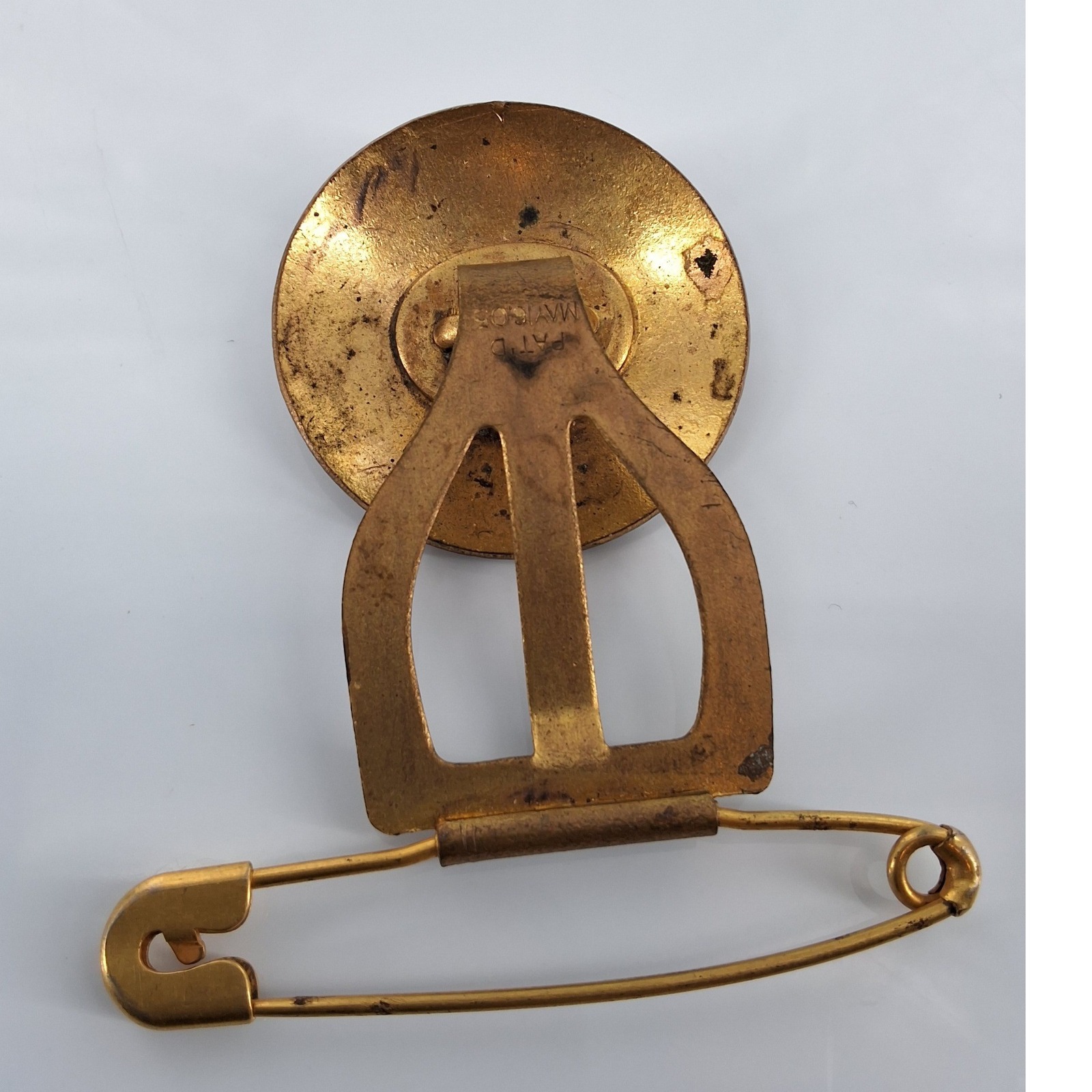 Antique 1905 Patented Satsuma Earthenware Button Brooch Japanese Meiji Sash Pin - View 6