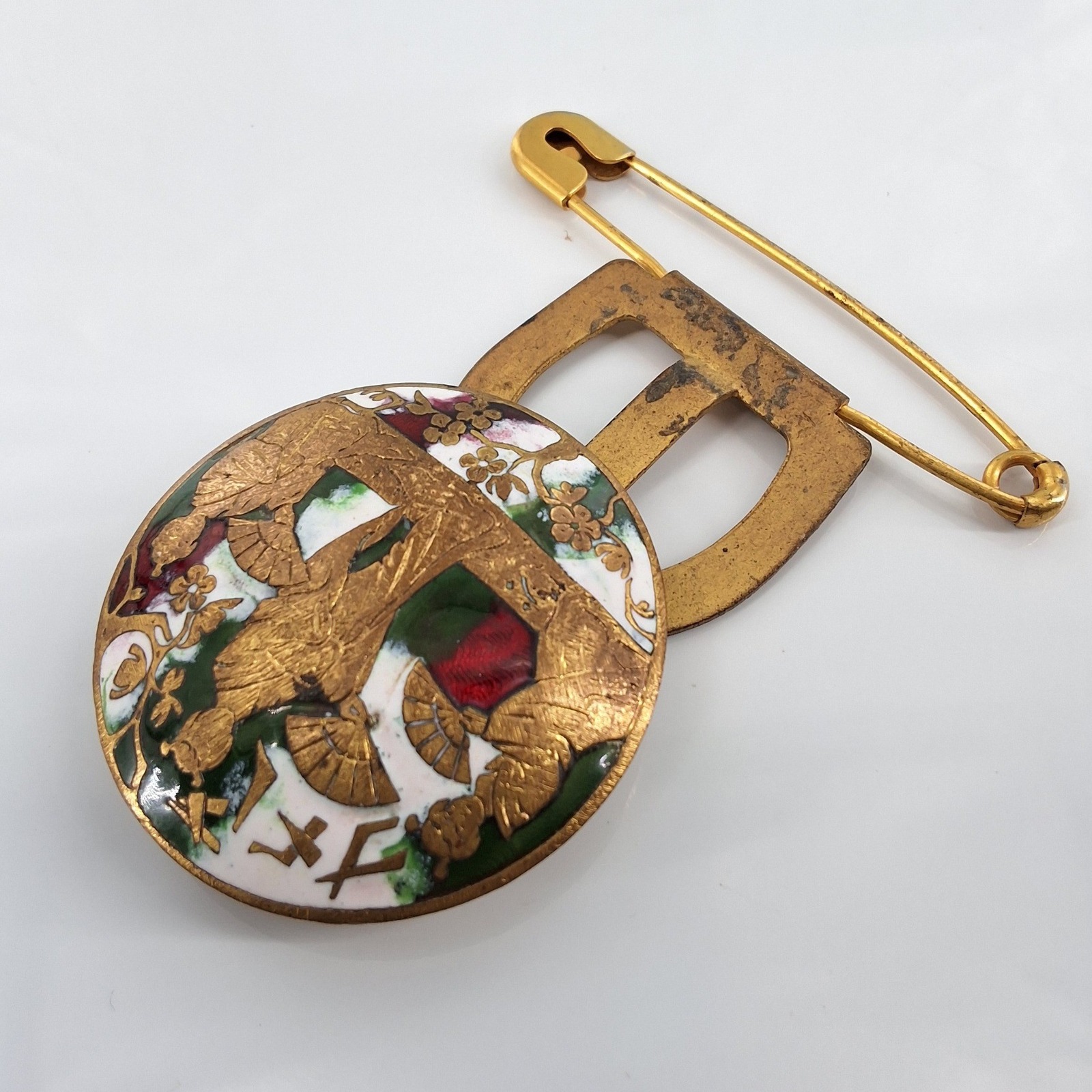 Antique 1905 Patented Satsuma Earthenware Button Brooch Japanese Meiji Sash Pin - View 10