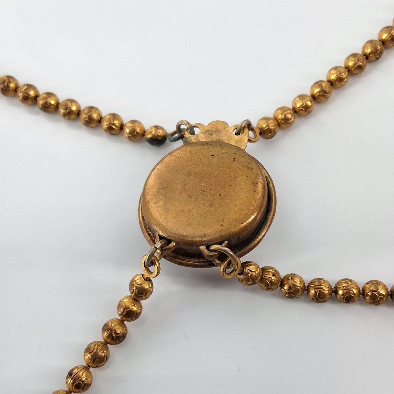 Vintage Gold Tone Honeycomb Textured Chunky Beaded Bib Collar Statement Necklace - View 4