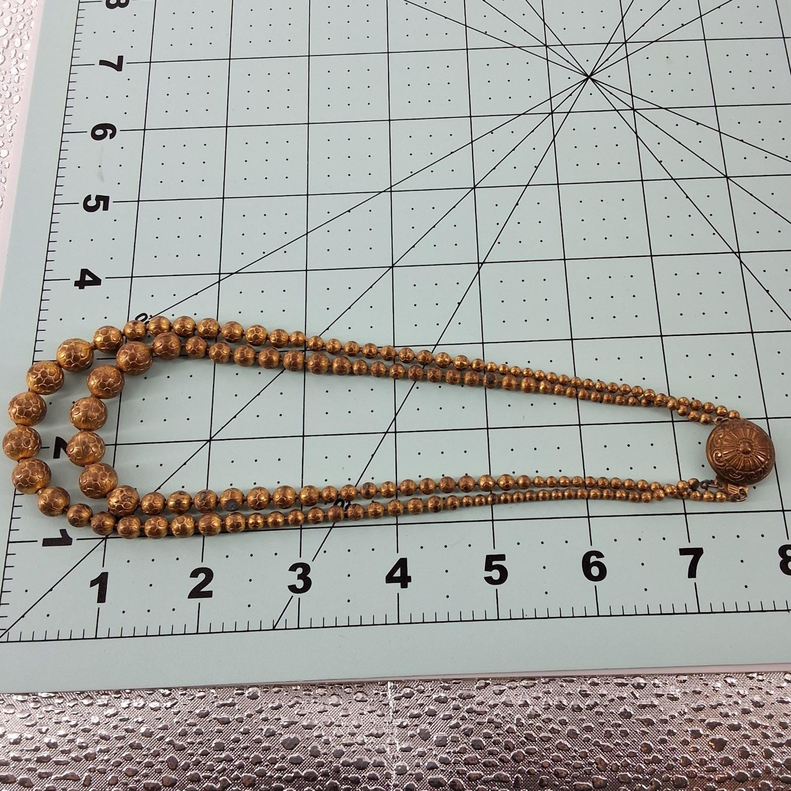 Vintage Gold Tone Honeycomb Textured Chunky Beaded Bib Collar Statement Necklace - View 5