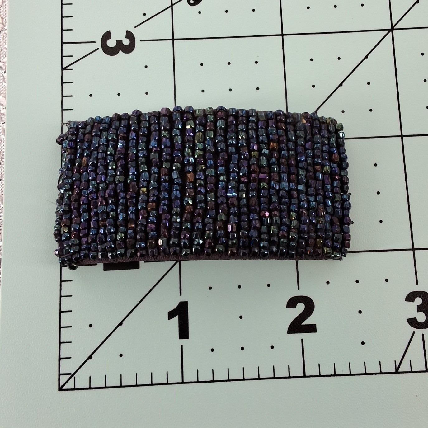Vintage Iridescent Beaded Shoe Clips Oil Slick Purple Blue Removable Set - View 6