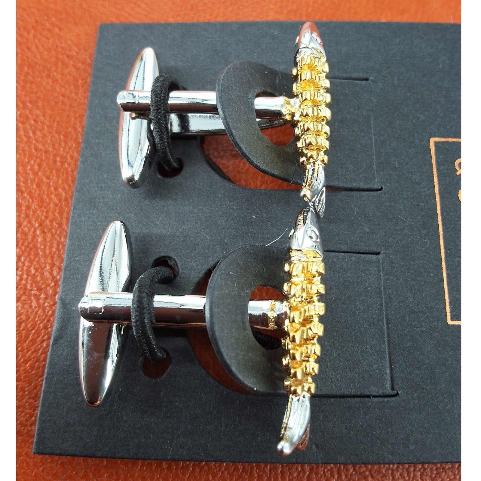 14th & Union Mens Fishbone Cufflinks Two-Tone Silver Gold Fish Skeleton Novelty