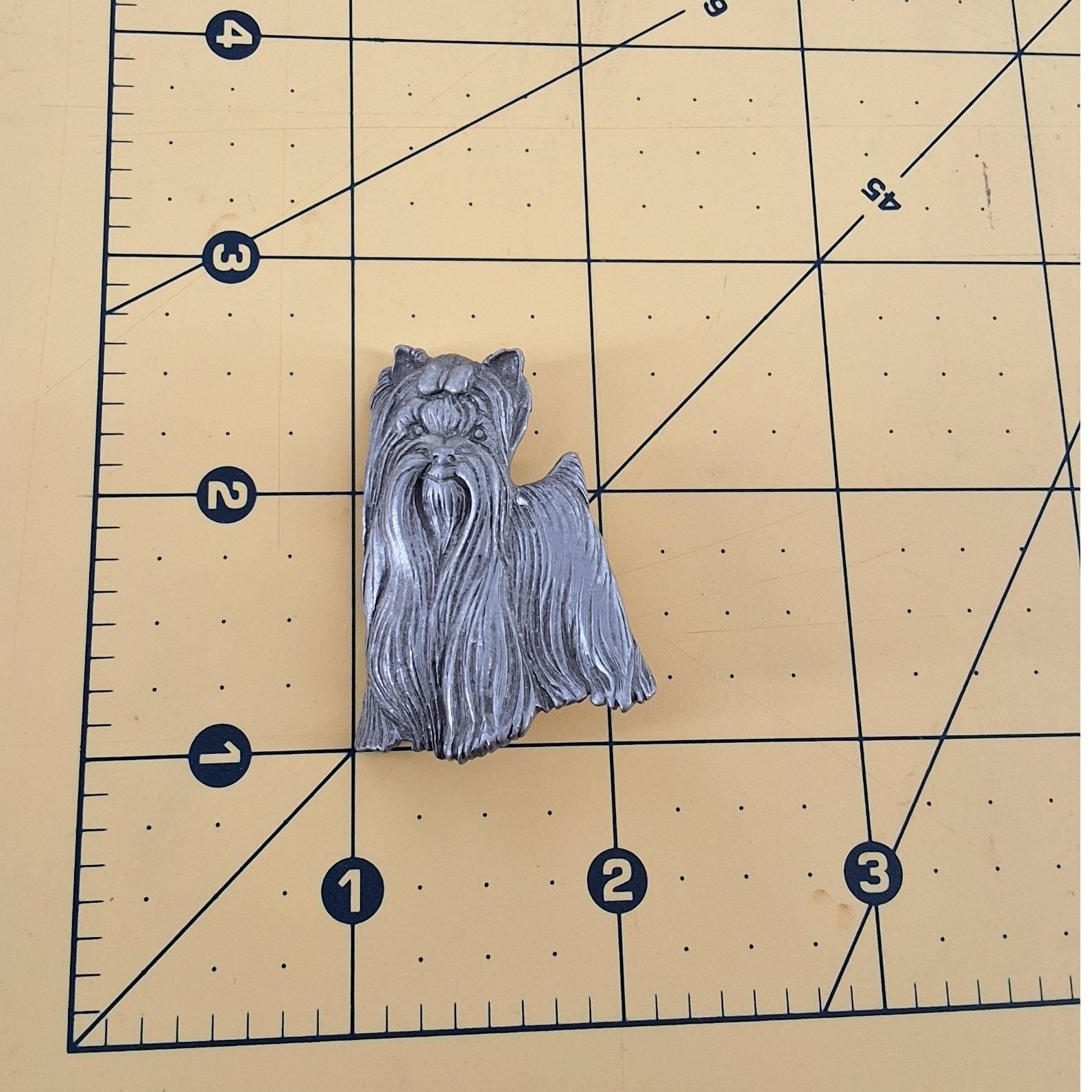 JJ Jonette Vintage Pewter Yorkie Brooch Silver Tone Yorkshire Terrier Pin - View 3