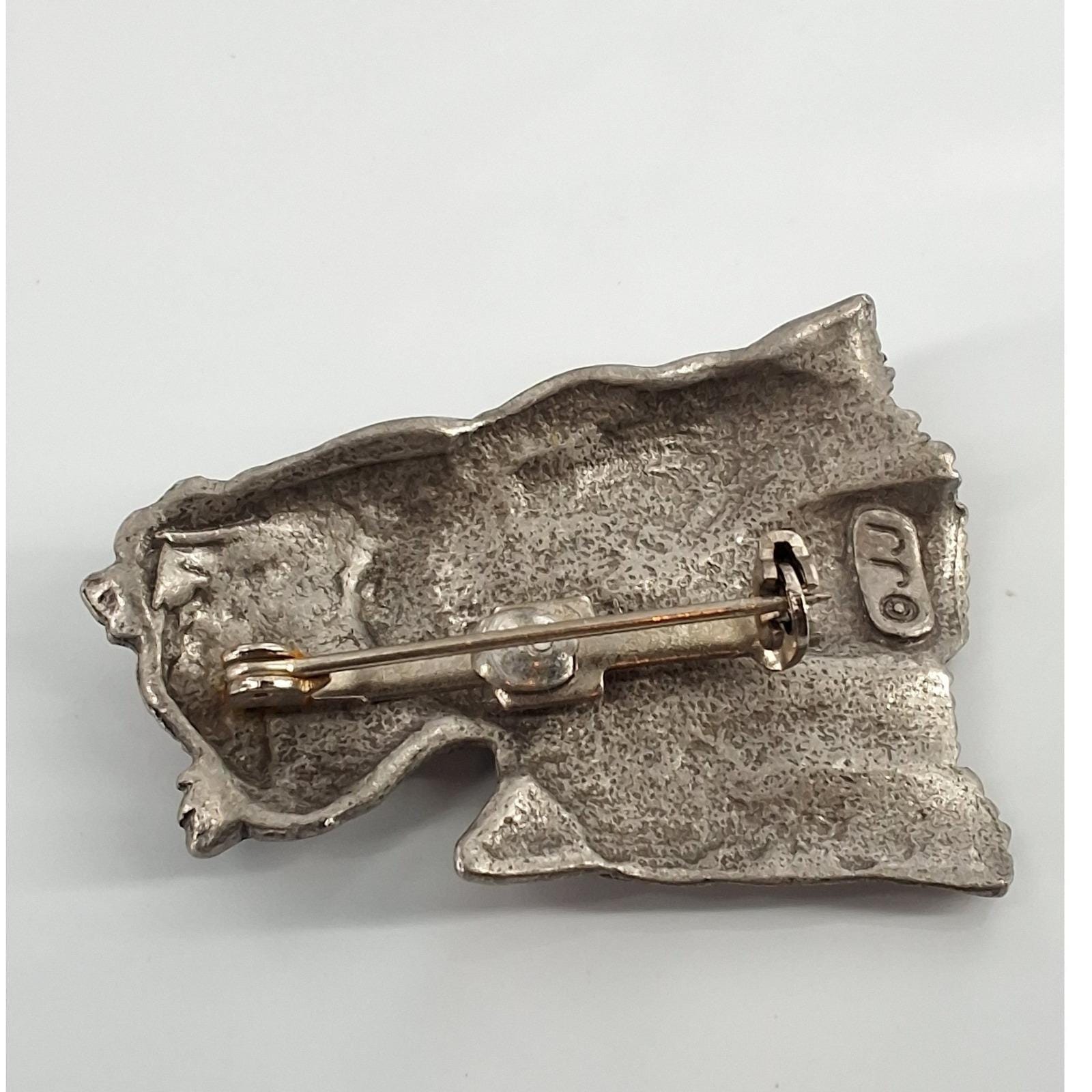 JJ Jonette Vintage Pewter Yorkie Brooch Silver Tone Yorkshire Terrier Pin - View 4