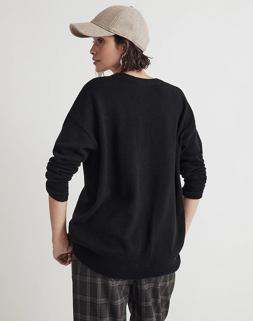 Madewell V-Neck Relaxed Wool Cardigan XXS NWT True Black - View 4